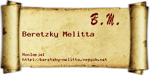 Beretzky Melitta névjegykártya